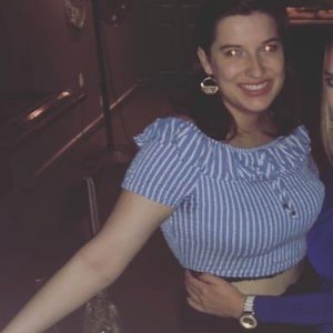 Blue Ruffle Off Shoulder Crop Top